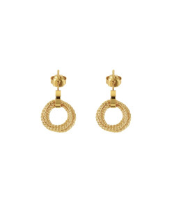 Gold-Plated Textured Circle Stud Earrings