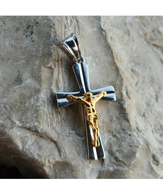 BEAUTIFUL GOLDEN CROSS two-tone Baptism Communion