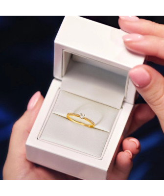 Delicate 14k engagement ring with cubic zirconia