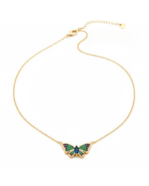 Gold-plated necklace OVAL white stones