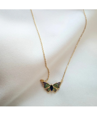Gold-plated necklace OVAL white stones
