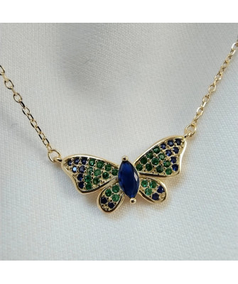 Gold-plated necklace OVAL white stones