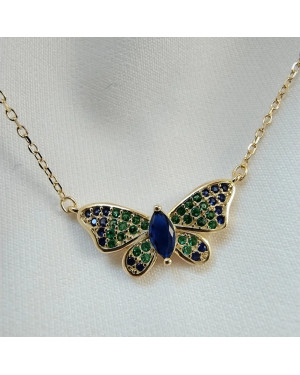 Gold-plated necklace OVAL white stones