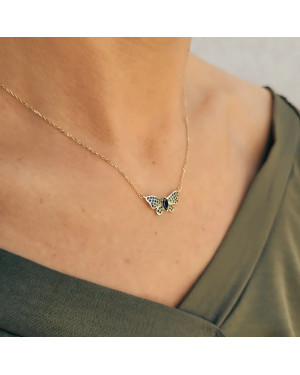 Gold-plated necklace OVAL white stones