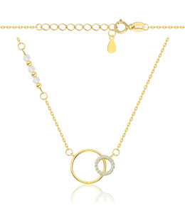 Gold-plated necklace OVAL white stones