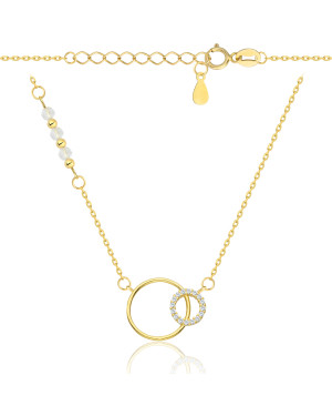Gold-plated necklace OVAL white stones