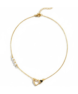 Gold-plated necklace OVAL white stones