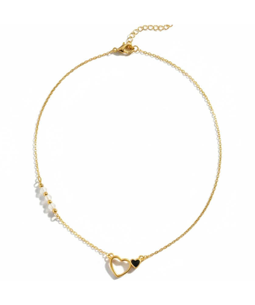 Gold-plated necklace OVAL white stones