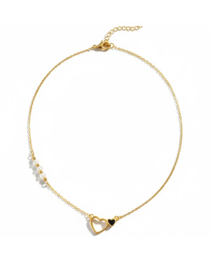 Gold-plated necklace OVAL white stones