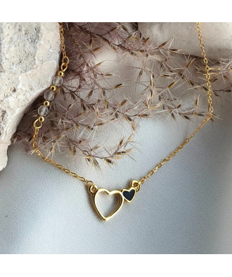 Gold-plated necklace OVAL white stones