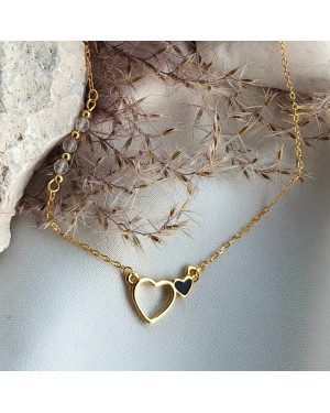Gold-plated necklace OVAL white stones