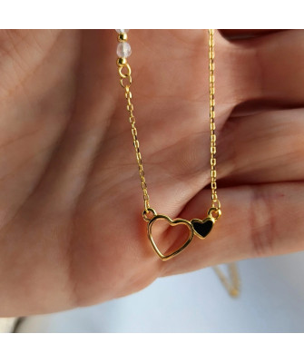 Gold-plated necklace OVAL white stones