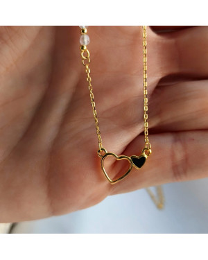 Gold-plated necklace OVAL white stones