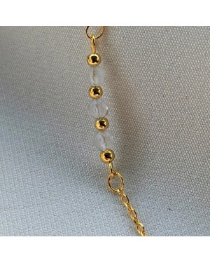 Gold-plated necklace OVAL white stones