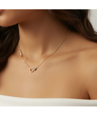 Gold-plated necklace OVAL white stones