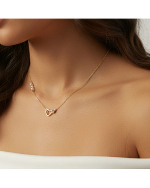 Gold-plated necklace OVAL white stones