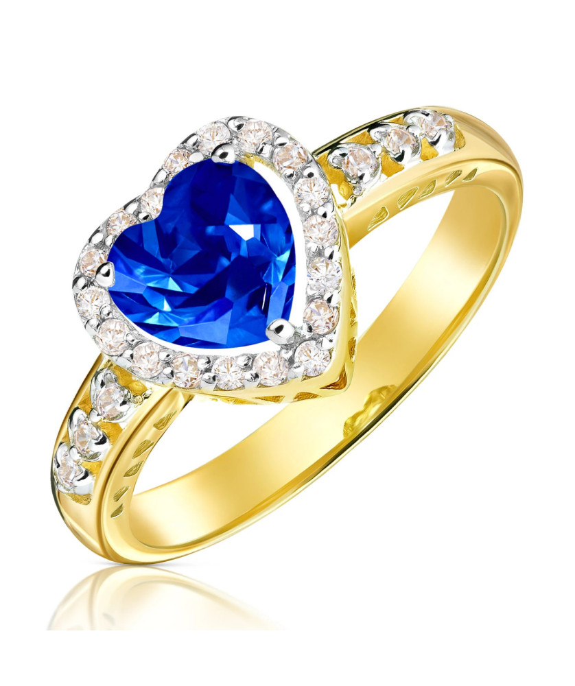 14k Gold Engagement Ring with Sapphire Heart