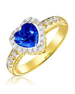 14k Gold Engagement Ring with Sapphire Heart