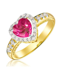 Gold Engagement Ring 14k Ruby Heart