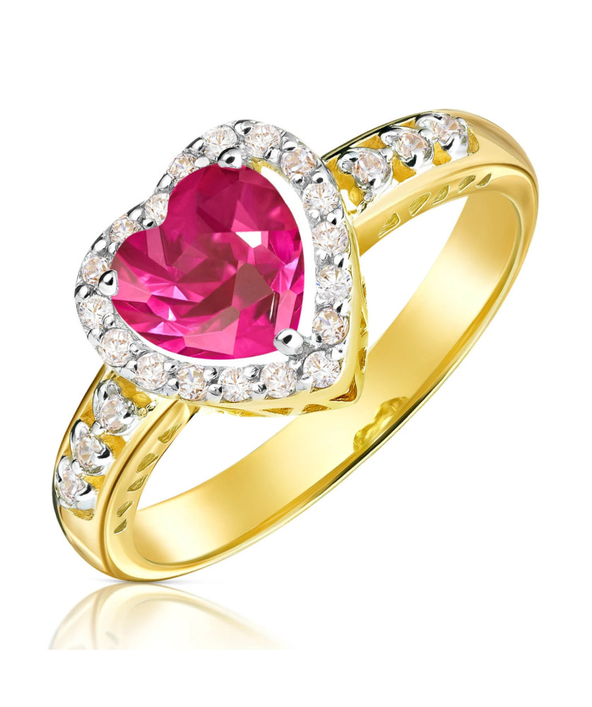 Gold Engagement Ring 14k Ruby Heart