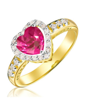Gold Engagement Ring 14k Ruby Heart
