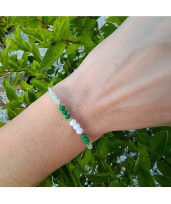 Bransoletka na szczęście kamienie naturalne kuleczki próba 14k