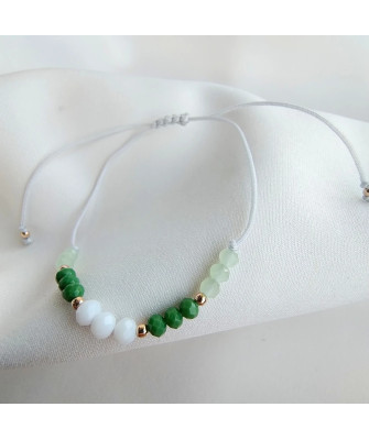 Bransoletka na szczęście kamienie naturalne kuleczki próba 14k