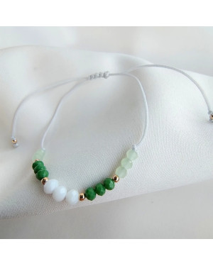 Bransoletka na szczęście kamienie naturalne kuleczki próba 14k