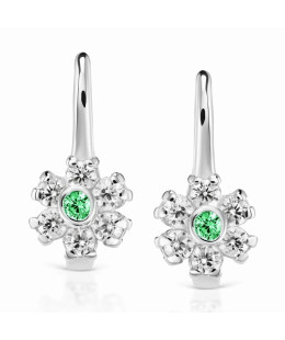 Sterling Silver Flower Earrings with Cubic Zirconia
