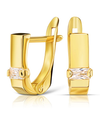 Gold earrings with one stone