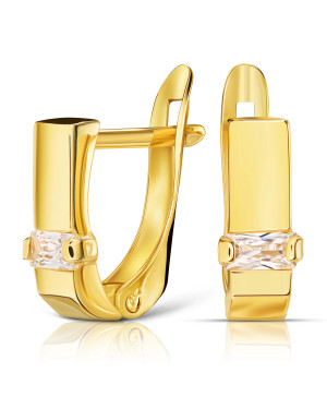 Gold earrings with one stone