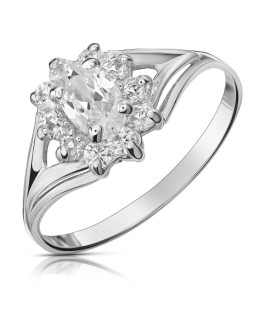 Gold engagement ring 8k with white zircons