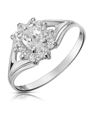 Gold engagement ring 8k with white zircons