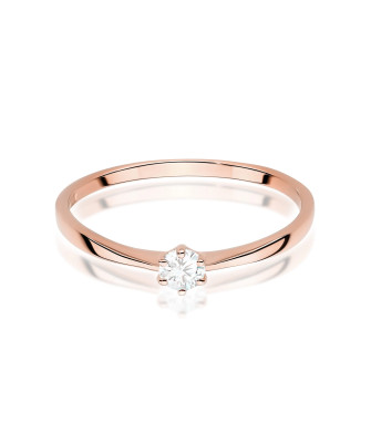 Gold Ring 14k Rose Gold Heart Diamonds 0.10ct Certificate