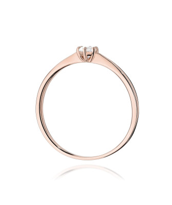 Gold Ring 14k Rose Gold Heart Diamonds 0.10ct Certificate