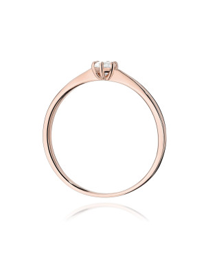 Gold Ring 14k Rose Gold Heart Diamonds 0.10ct Certificate