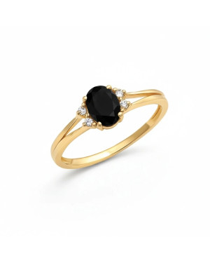 14k gold ring with a large blue stone