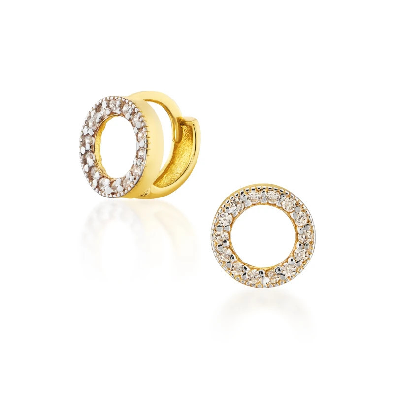 Gold hoop earrings with stones 333 K1.923 | GoldJewellery