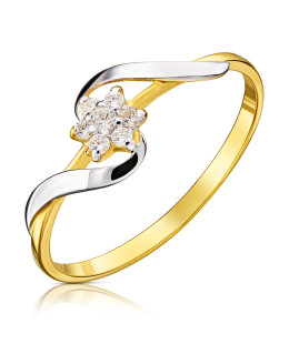 Gold flower ring with cubic zirconia