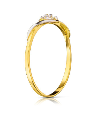 Gold flower ring with cubic zirconia
