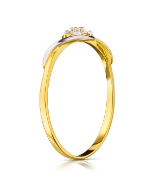 Gold flower ring with cubic zirconia
