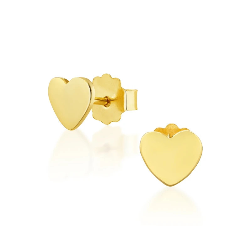 Gold heart stud earrings small 333 K2.1397 | GoldJewellery