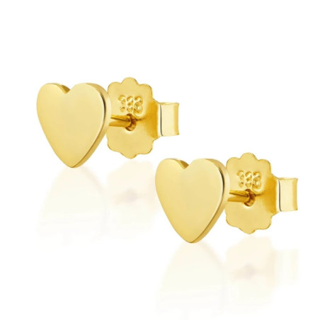 Gold heart stud earrings small 333 K2.1397 | GoldJewellery