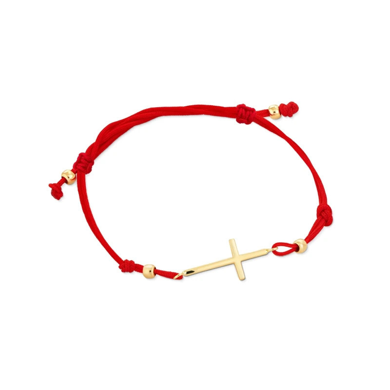 Gold string bracelet for hand with a cross BSZW.005P | GoldJewellery