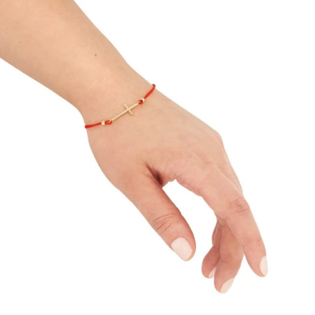 Gold string bracelet for hand with a cross BSZW.005P | GoldJewellery