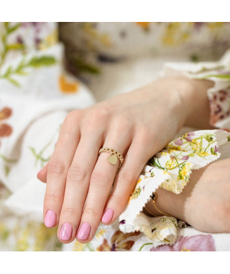 8ct Yellow Gold Heart Chain Ring