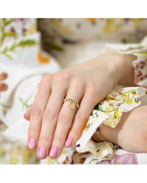 8ct Yellow Gold Heart Chain Ring