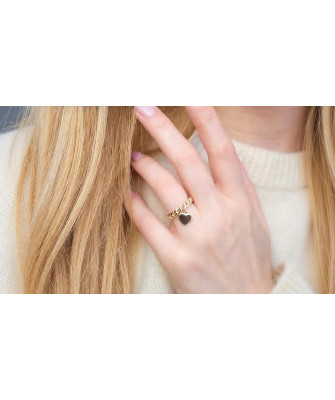 8ct Yellow Gold Heart Chain Ring