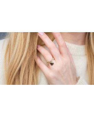 8ct Yellow Gold Heart Chain Ring