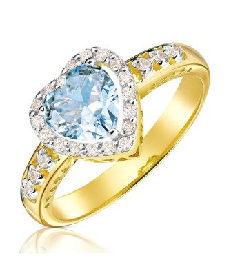 14k Gold Engagement Ring Blue Heart – Romantic Gold Heart Ring
